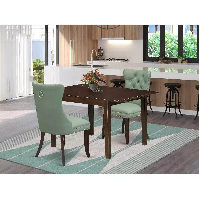 Set da pranzo rettangolare allungabile in mogano da 2 pezzi