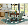 Set da pranzo rettangolare marrone da 5 pezzi per 4 persone con sedie in similpelle