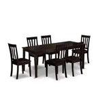 Modern Dining Set - Table with Leaf & 6 Chairs - Kitchen Dining Room Furniture