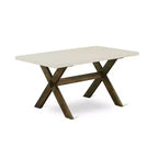 Set da pranzo rettangolare marrone da 7 pezzi per 6 persone con poltroncine imbottite in similpelle