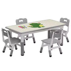 Set marrone/grigio tavolo e 4 sedie per bambini, regolabile in altezza, età 3-10 anni, 4 posti