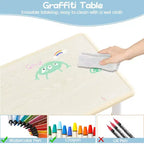 Set marrone/grigio tavolo e 4 sedie per bambini, regolabile in altezza, età 3-10 anni, 4 posti