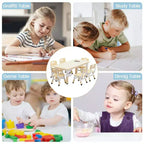 Set marrone/grigio tavolo e 4 sedie per bambini, regolabile in altezza, età 3-10 anni, 4 posti