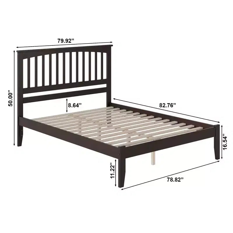 Testiera per letto a piattaforma King Espresso in legno massello - Autoportante, 2 persone