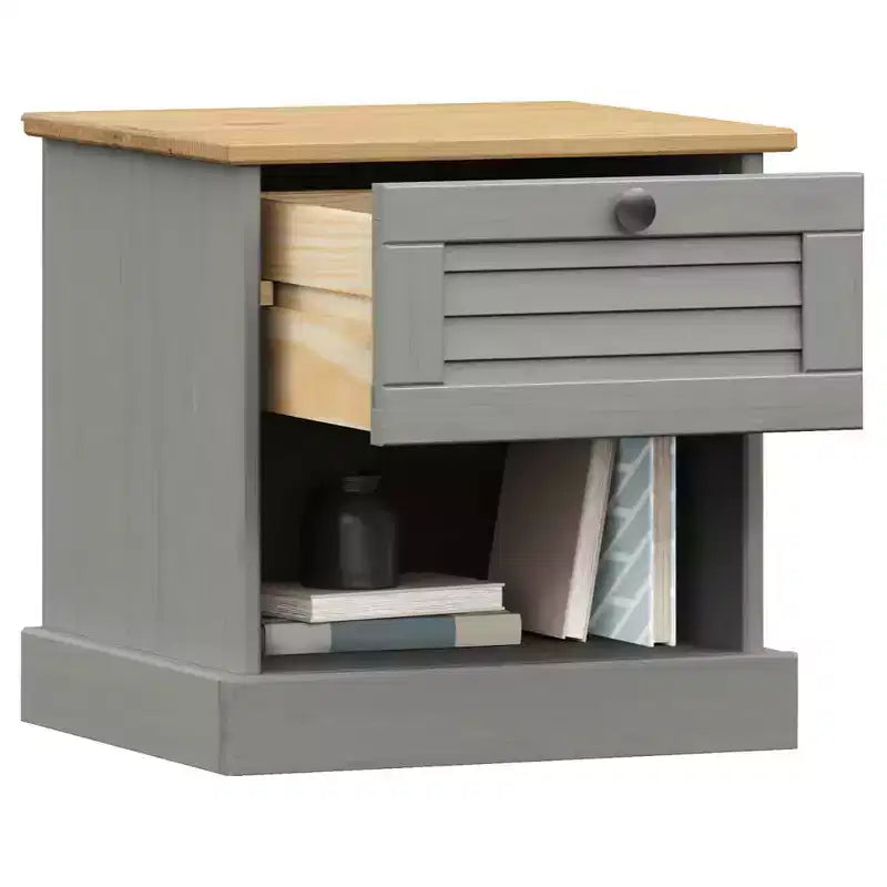 Comodino rettangolare in legno marrone con cassetto - Monouso