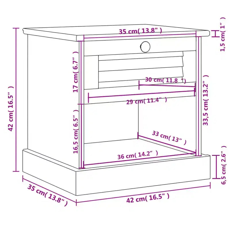 Comodino rettangolare in legno marrone con cassetto - Monouso