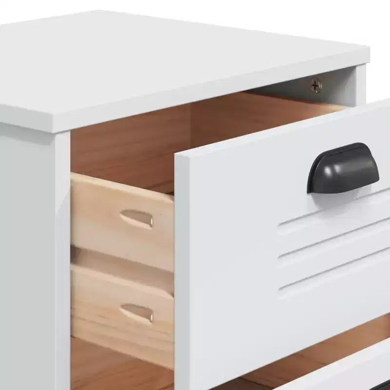 Comodino singolo industriale bianco a 2 cassetti