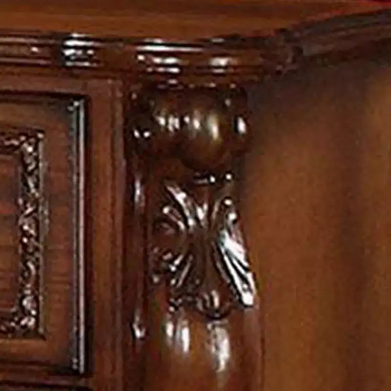 Comodino a 2 cassetti in legno marrone, stile tradizionale
