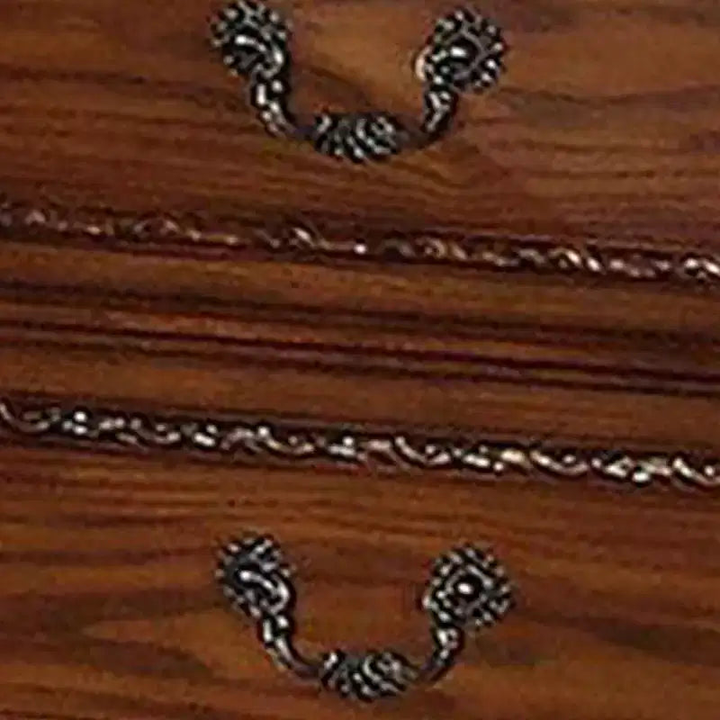 Comodino a 2 cassetti in legno marrone, stile tradizionale