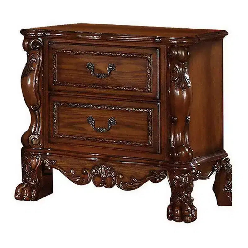 Comodino a 2 cassetti in legno marrone, stile tradizionale