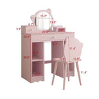 Tavolo da Trucco Rosa per Bambini con Specchio e Sgabello per 1 Bambino