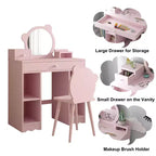 Tavolo da Trucco Rosa per Bambini con Specchio e Sgabello per 1 Bambino