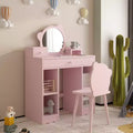 Tavolo da Trucco Rosa per Bambini con Specchio e Sgabello per 1 Bambino