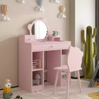 Tavolo da Trucco Rosa per Bambini con Specchio e Sgabello per 1 Bambino