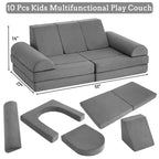 Divano modulare per bambini grigio, 2 posti