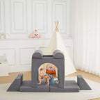 Divano modulare per bambini grigio, 2 posti