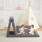 Divano modulare per bambini grigio, 2 posti