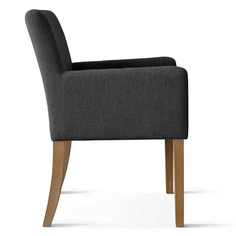 Set di 2 Poltrone Imbottite in Lino con Braccioli — Beige / Nero / Blu / Crema / Verde Scuro / Grigio, Gambe in Legno Massello, Posti a Sedere per 2