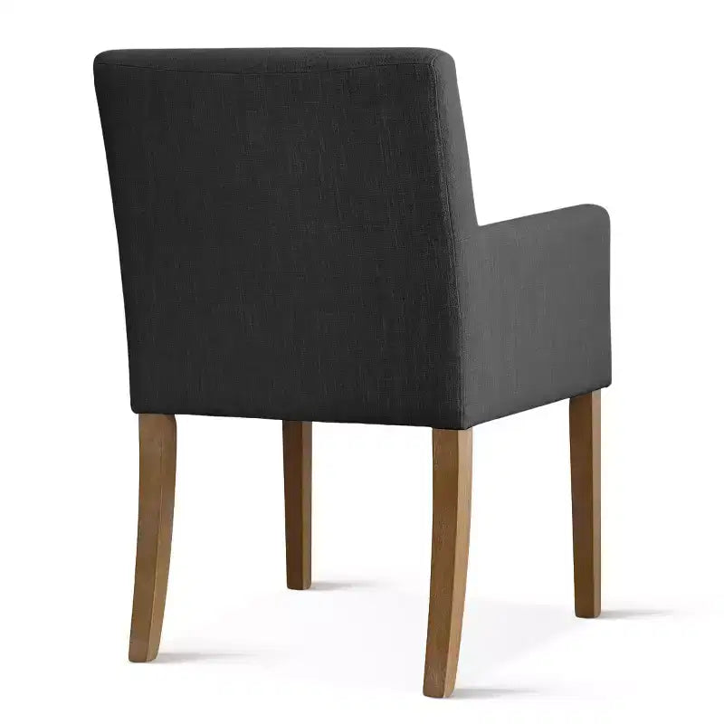 Set di 2 Poltrone Imbottite in Lino con Braccioli — Beige / Nero / Blu / Crema / Verde Scuro / Grigio, Gambe in Legno Massello, Posti a Sedere per 2