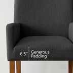 Set di 2 Poltrone Imbottite in Lino con Braccioli — Beige / Nero / Blu / Crema / Verde Scuro / Grigio, Gambe in Legno Massello, Posti a Sedere per 2