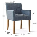 Set di 2 Poltrone Imbottite in Lino con Braccioli — Beige / Nero / Blu / Crema / Verde Scuro / Grigio, Gambe in Legno Massello, Posti a Sedere per 2