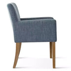 Set di 2 Poltrone Imbottite in Lino con Braccioli — Beige / Nero / Blu / Crema / Verde Scuro / Grigio, Gambe in Legno Massello, Posti a Sedere per 2