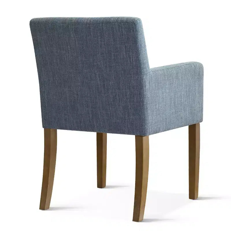 Set di 2 Poltrone Imbottite in Lino con Braccioli — Beige / Nero / Blu / Crema / Verde Scuro / Grigio, Gambe in Legno Massello, Posti a Sedere per 2