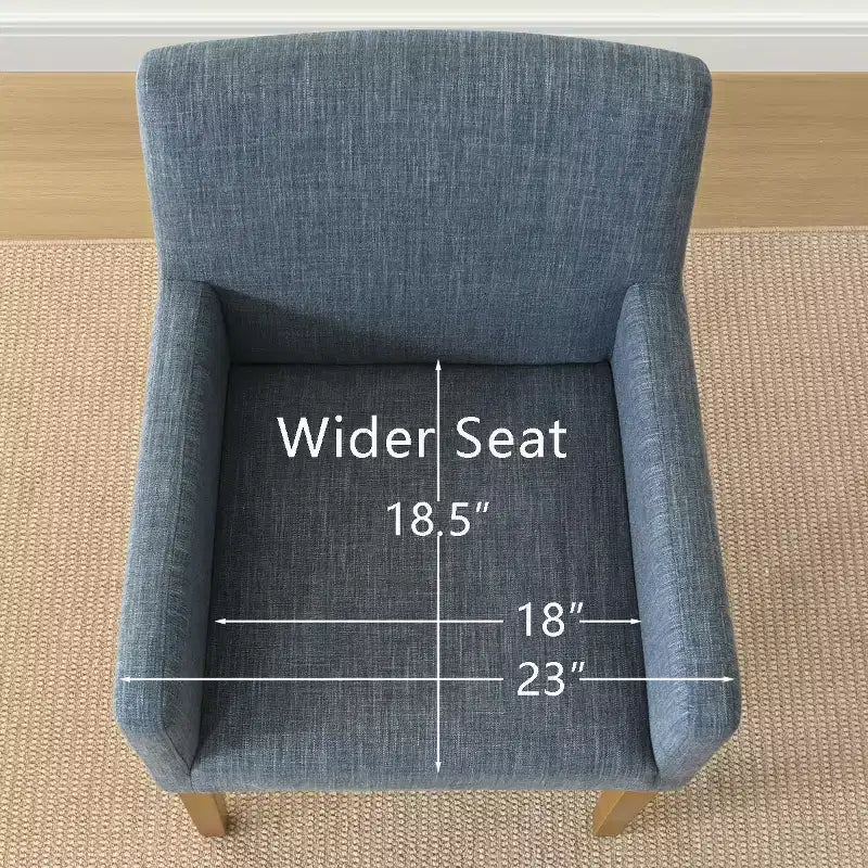 Set di 2 Poltrone Imbottite in Lino con Braccioli — Beige / Nero / Blu / Crema / Verde Scuro / Grigio, Gambe in Legno Massello, Posti a Sedere per 2