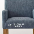 Set di 2 Poltrone Imbottite in Lino con Braccioli — Beige / Nero / Blu / Crema / Verde Scuro / Grigio, Gambe in Legno Massello, Posti a Sedere per 2