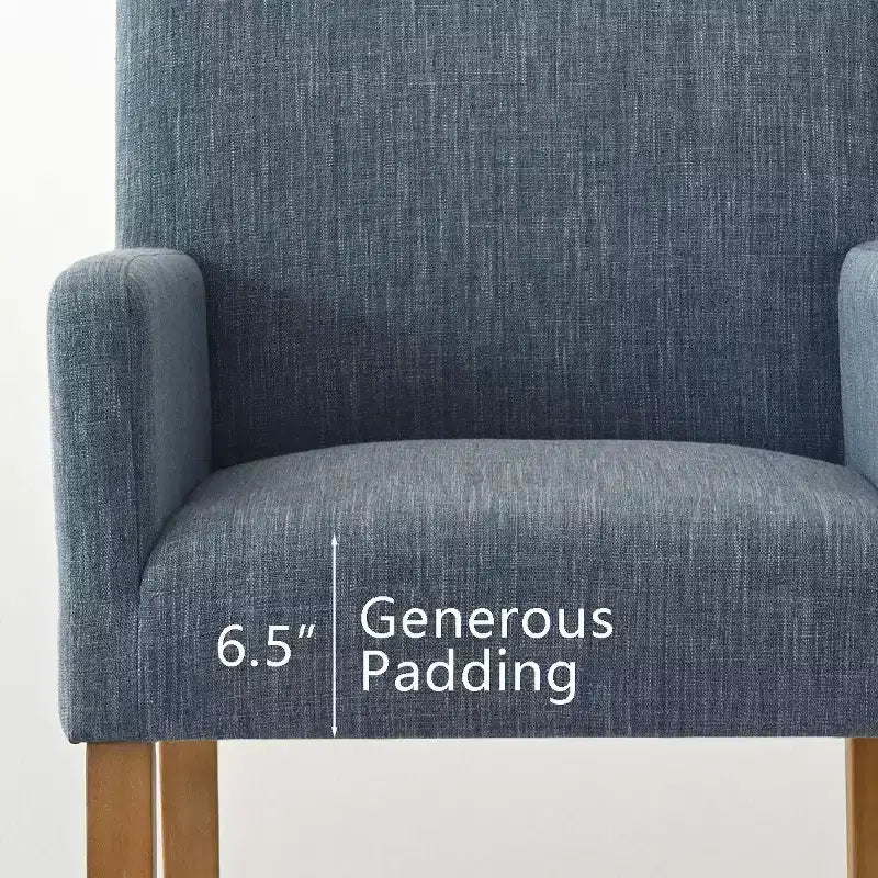 Set di 2 Poltrone Imbottite in Lino con Braccioli — Beige / Nero / Blu / Crema / Verde Scuro / Grigio, Gambe in Legno Massello, Posti a Sedere per 2