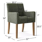 Set di 2 Poltrone Imbottite in Lino con Braccioli — Beige / Nero / Blu / Crema / Verde Scuro / Grigio, Gambe in Legno Massello, Posti a Sedere per 2