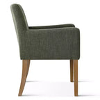 Set di 2 Poltrone Imbottite in Lino con Braccioli — Beige / Nero / Blu / Crema / Verde Scuro / Grigio, Gambe in Legno Massello, Posti a Sedere per 2