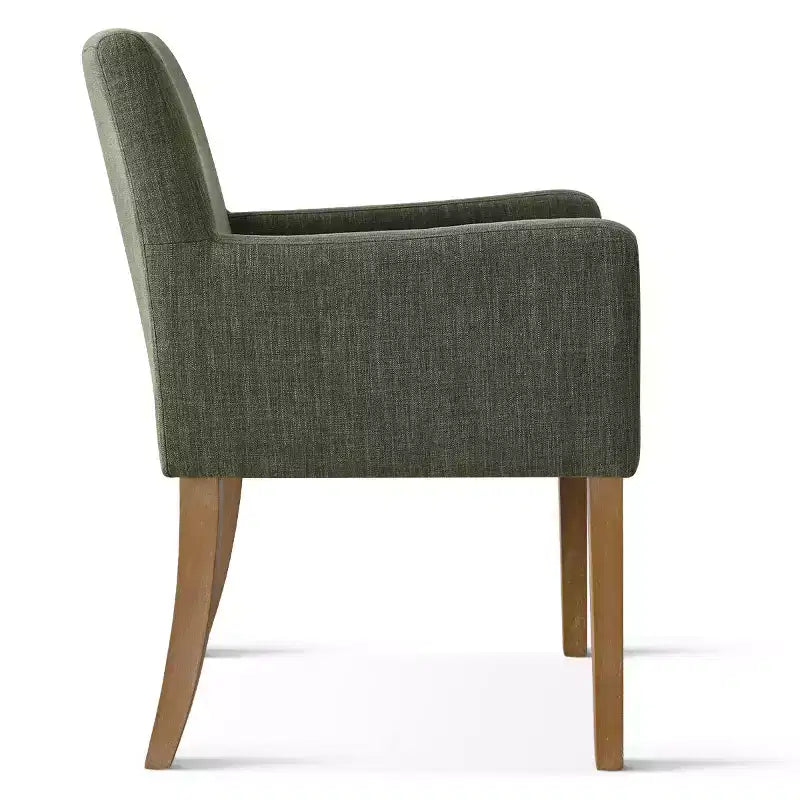 Set di 2 Poltrone Imbottite in Lino con Braccioli — Beige / Nero / Blu / Crema / Verde Scuro / Grigio, Gambe in Legno Massello, Posti a Sedere per 2