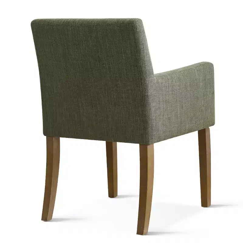 Set di 2 Poltrone Imbottite in Lino con Braccioli — Beige / Nero / Blu / Crema / Verde Scuro / Grigio, Gambe in Legno Massello, Posti a Sedere per 2