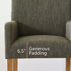Set di 2 Poltrone Imbottite in Lino con Braccioli — Beige / Nero / Blu / Crema / Verde Scuro / Grigio, Gambe in Legno Massello, Posti a Sedere per 2