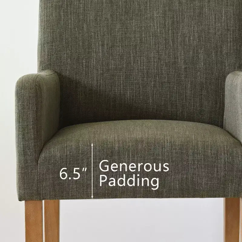Set di 2 Poltrone Imbottite in Lino con Braccioli — Beige / Nero / Blu / Crema / Verde Scuro / Grigio, Gambe in Legno Massello, Posti a Sedere per 2