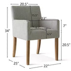 Set di 2 Poltrone Imbottite in Lino con Braccioli — Beige / Nero / Blu / Crema / Verde Scuro / Grigio, Gambe in Legno Massello, Posti a Sedere per 2