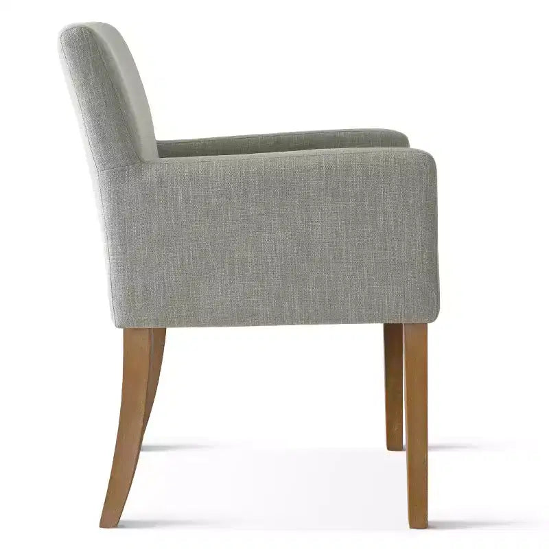 Set di 2 Poltrone Imbottite in Lino con Braccioli — Beige / Nero / Blu / Crema / Verde Scuro / Grigio, Gambe in Legno Massello, Posti a Sedere per 2