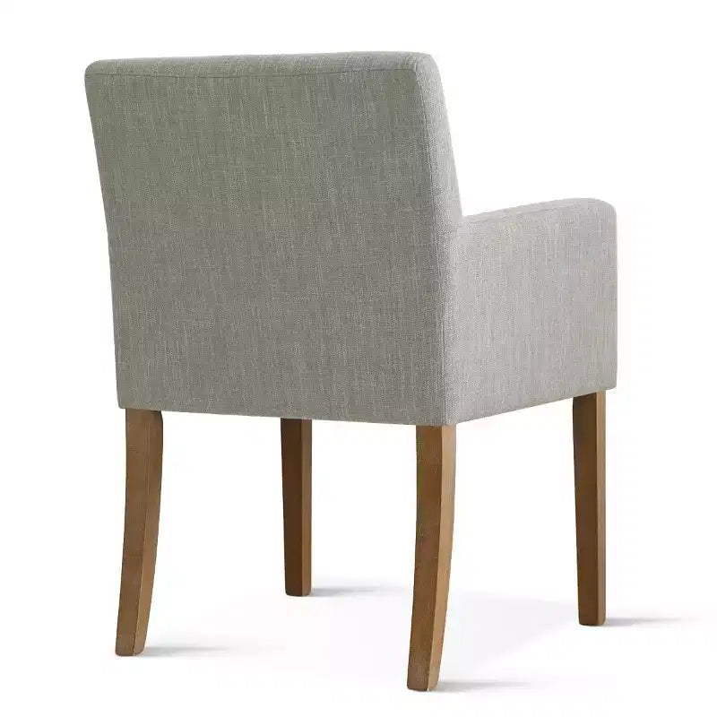 Set di 2 Poltrone Imbottite in Lino con Braccioli — Beige / Nero / Blu / Crema / Verde Scuro / Grigio, Gambe in Legno Massello, Posti a Sedere per 2
