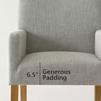 Set di 2 Poltrone Imbottite in Lino con Braccioli — Beige / Nero / Blu / Crema / Verde Scuro / Grigio, Gambe in Legno Massello, Posti a Sedere per 2