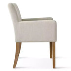 Set di 2 Poltrone Imbottite in Lino con Braccioli — Beige / Nero / Blu / Crema / Verde Scuro / Grigio, Gambe in Legno Massello, Posti a Sedere per 2