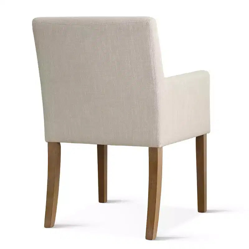 Set di 2 Poltrone Imbottite in Lino con Braccioli — Beige / Nero / Blu / Crema / Verde Scuro / Grigio, Gambe in Legno Massello, Posti a Sedere per 2