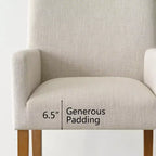 Set di 2 Poltrone Imbottite in Lino con Braccioli — Beige / Nero / Blu / Crema / Verde Scuro / Grigio, Gambe in Legno Massello, Posti a Sedere per 2