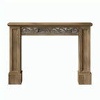 Consolle in Legno Marrone con Specchio e Design Intagliato Decorativo