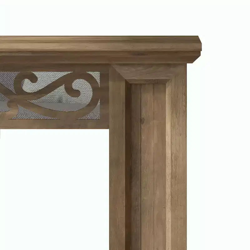 Consolle in Legno Marrone con Specchio e Design Intagliato Decorativo