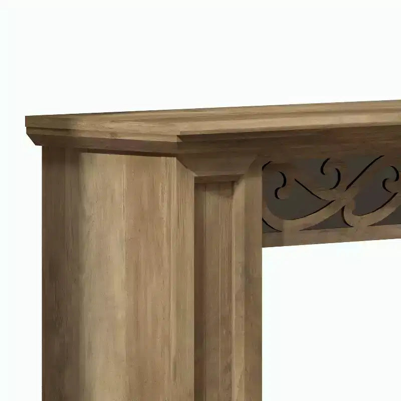 Consolle in Legno Marrone con Specchio e Design Intagliato Decorativo