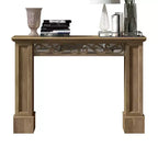 Consolle in Legno Marrone con Specchio e Design Intagliato Decorativo
