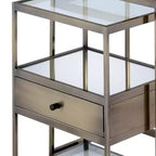 Set di 2 Tavolini Nido Marroni, Stile Industriale con Cassetto