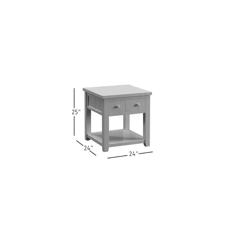 Tavolino quadrato in stile rustico, colore Marrone Barnwood/Bianco Vintage