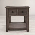 Tavolino quadrato in stile rustico, colore Marrone Barnwood/Bianco Vintage